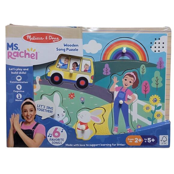 Ms Rachel Wooden Song Puzzle Melissa & Doug 2+ Educational Musical Motor Skills - Picture 1 of 7